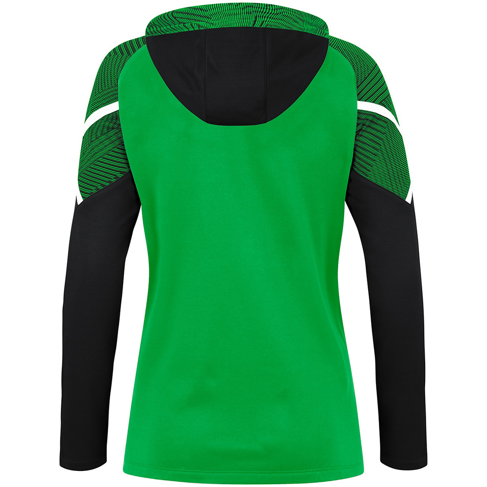 CHAQUETA CON CAPUCHA JAKO PERFORMANCE, VERDE-NEGRA MUJER. 