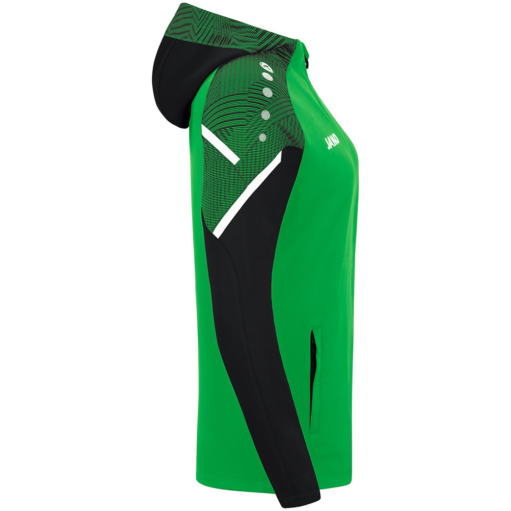 CHAQUETA CON CAPUCHA JAKO PERFORMANCE, VERDE-NEGRA MUJER. 