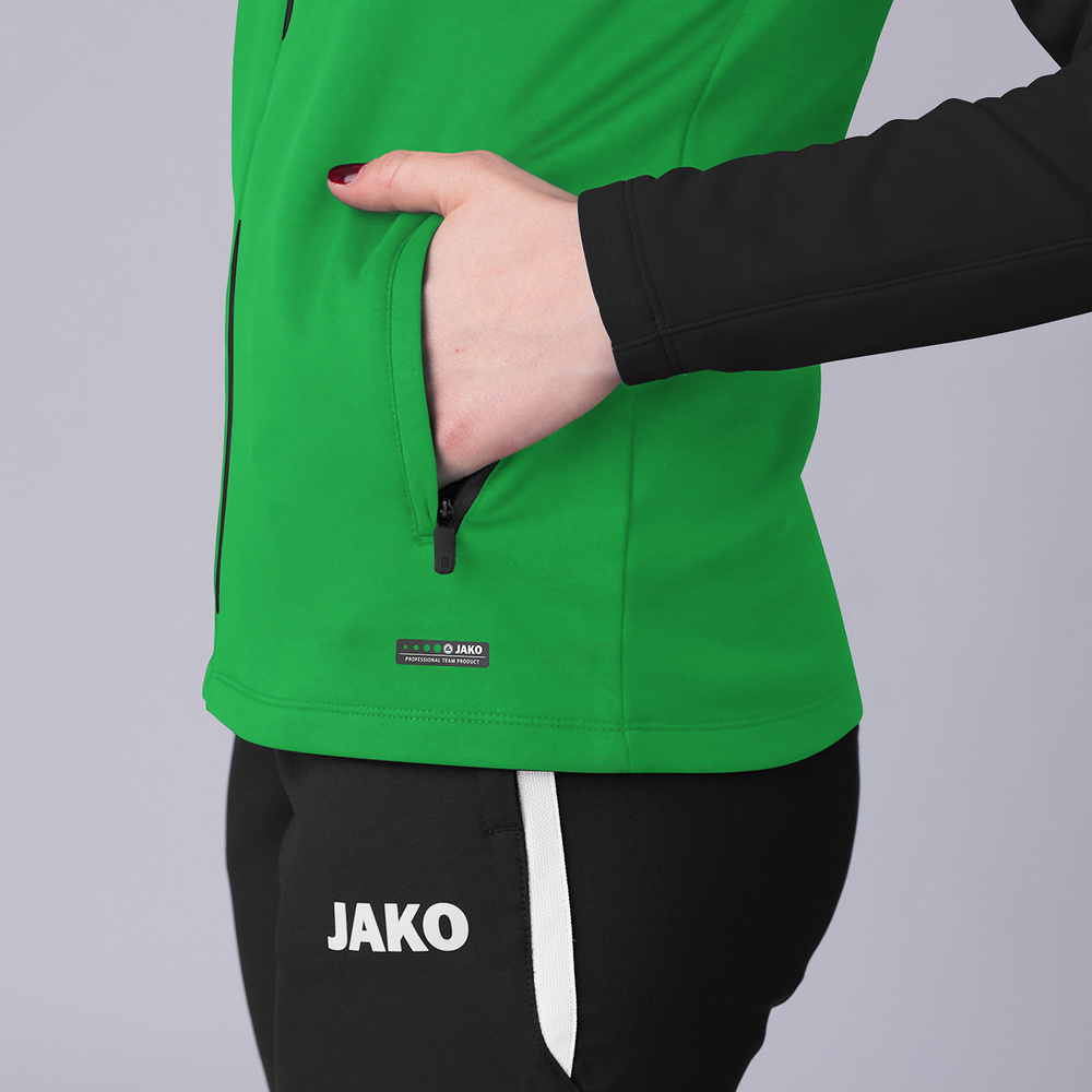 CHAQUETA CON CAPUCHA JAKO PERFORMANCE, VERDE-NEGRA MUJER. 