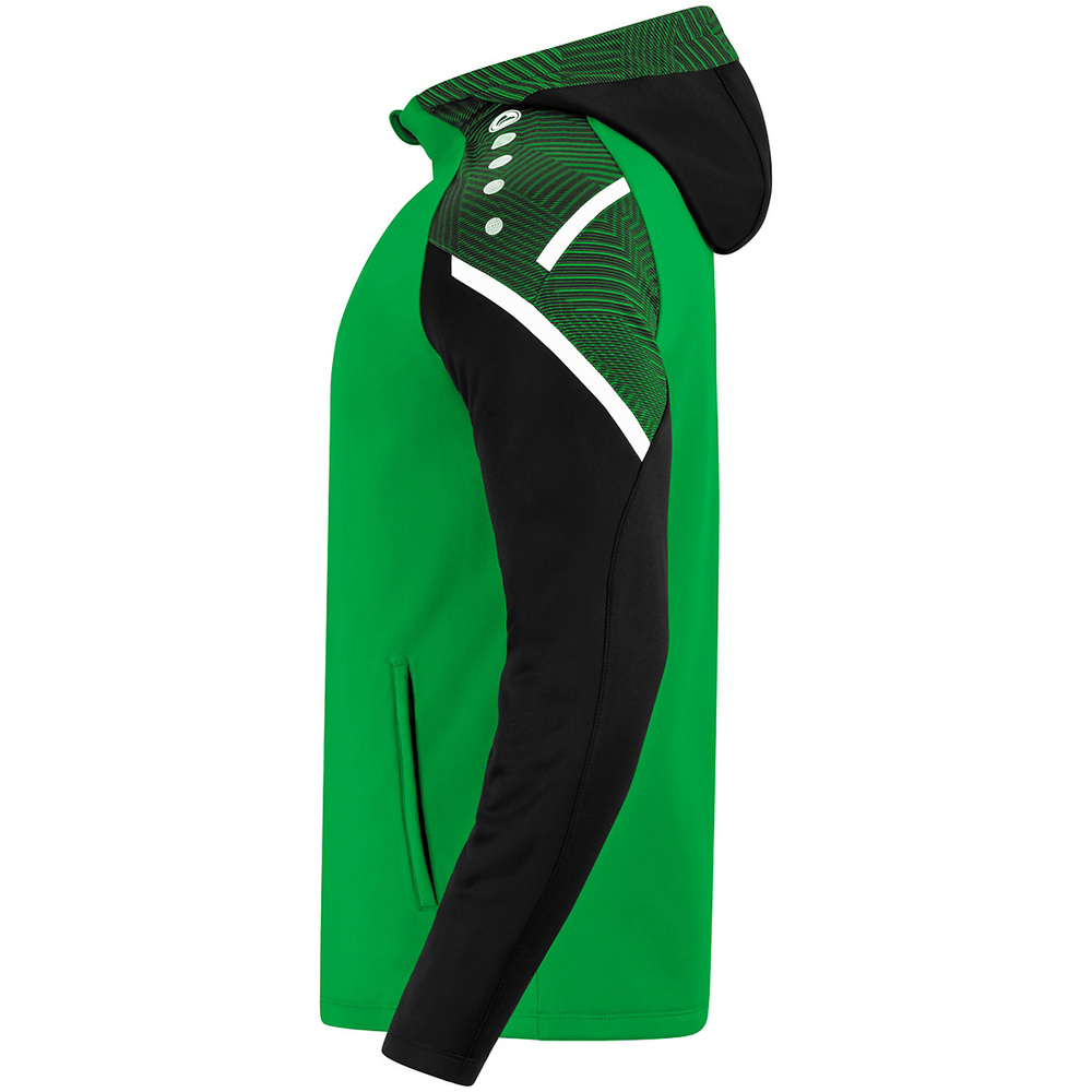 CHAQUETA CON CAPUCHA JAKO PERFORMANCE, VERDE-NEGRA NIÑO. 