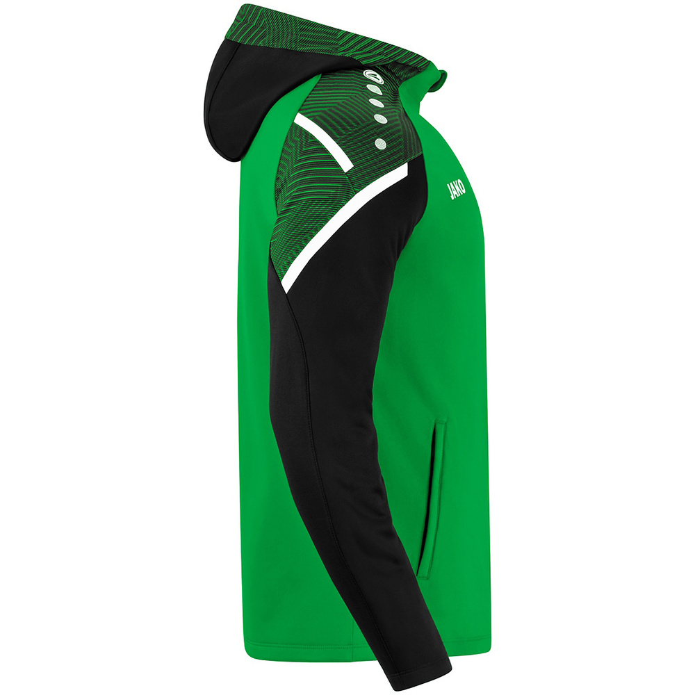 CHAQUETA CON CAPUCHA JAKO PERFORMANCE, VERDE-NEGRA NIÑO. 