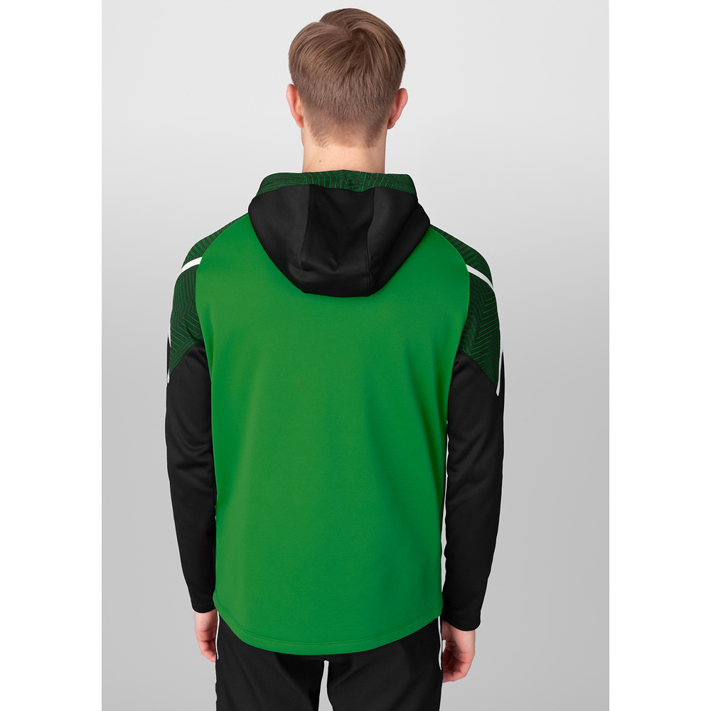 CHAQUETA CON CAPUCHA JAKO PERFORMANCE, VERDE-NEGRA NIÑO. 