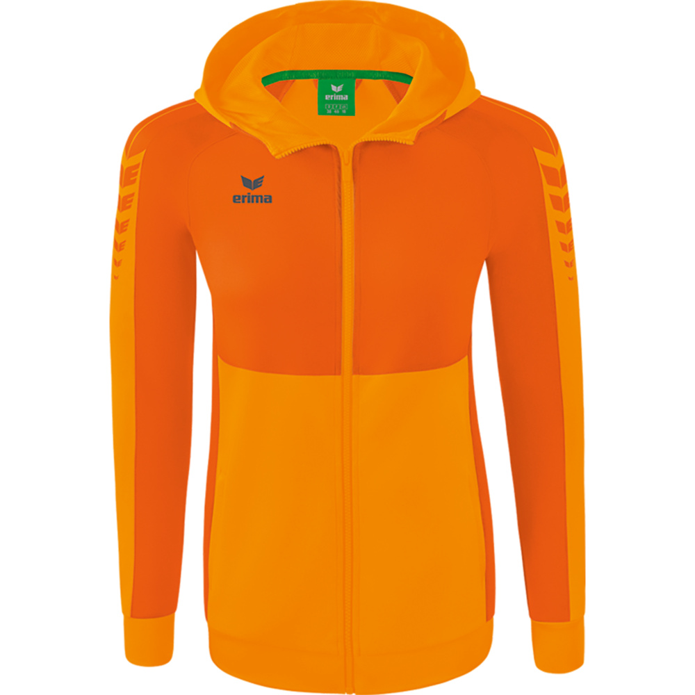 CHAQUETA DE ENTRENAMIENTO CON CAPUCHA ERIMA SIX WINGS, NARANJA-NARANJA MUJER. 