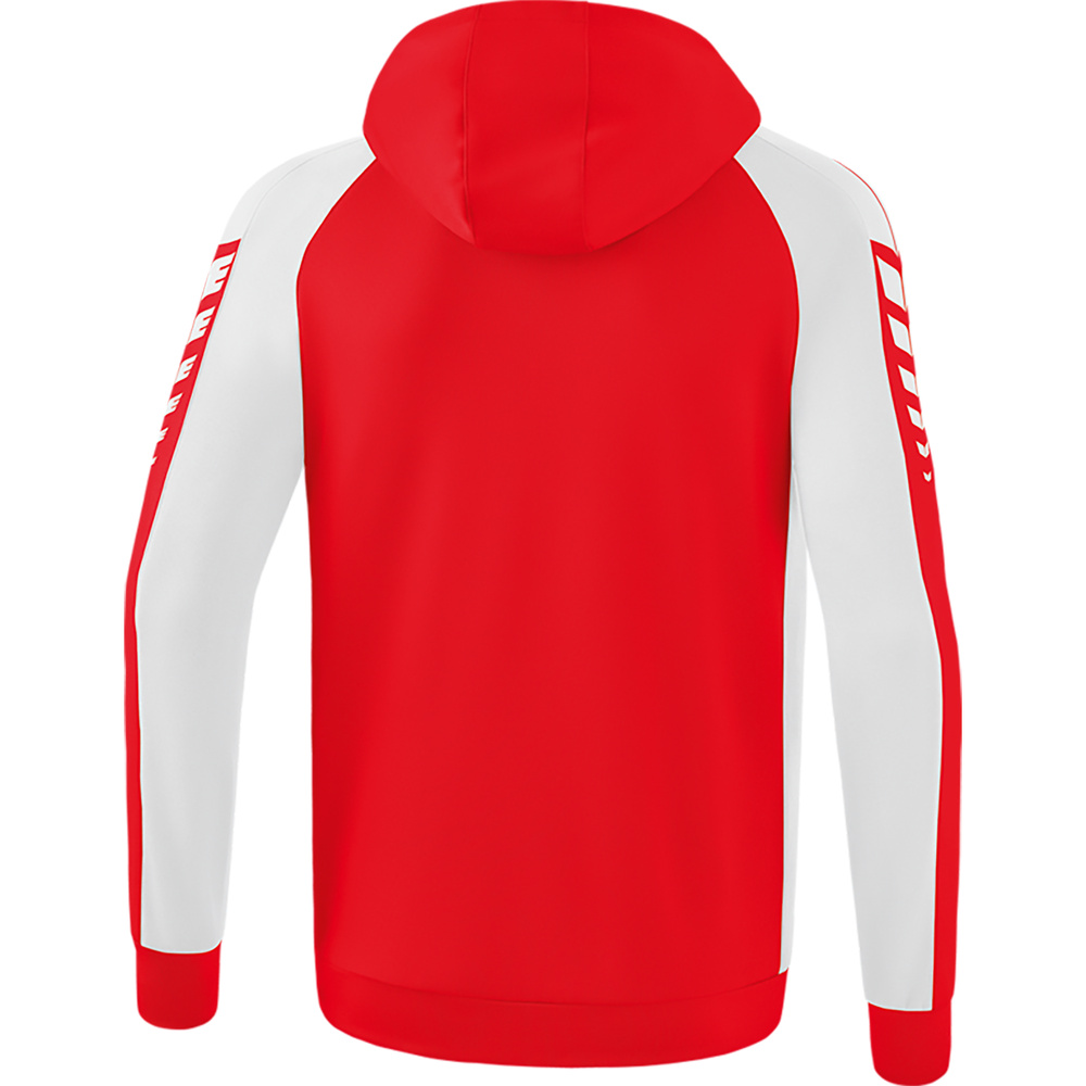 CHAQUETA DE ENTRENAMIENTO CON CAPUCHA ERIMA SIX WINGS, ROJA-BLANCA HOMBRE. 