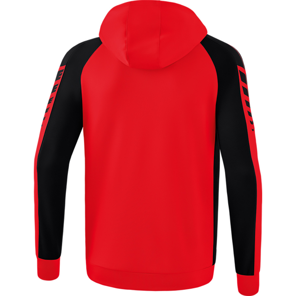 CHAQUETA DE ENTRENAMIENTO CON CAPUCHA ERIMA SIX WINGS, ROJA-NEGRA HOMBRE. 