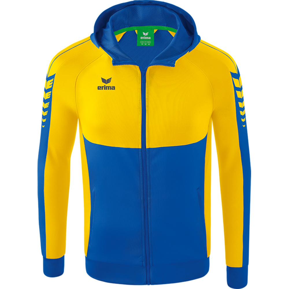 CHAQUETA DE ENTRENAMIENTO CON CAPUCHA ERIMA SIX WINGS, ROYAL-AMARILLA HOMBRE. 