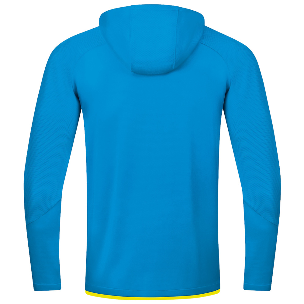 CHAQUETA DE ENTRENAMIENTO CON CAPUCHA JAKO CHALLENGE, AZUL JAKO-AMARILLO NEÓN NIÑO. 