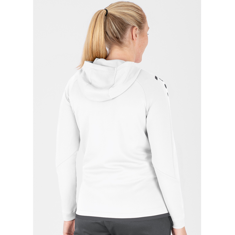 CHAQUETA DE ENTRENAMIENTO CON CAPUCHA JAKO CHALLENGE, BLANCA-ANTRACITA MUJER. 