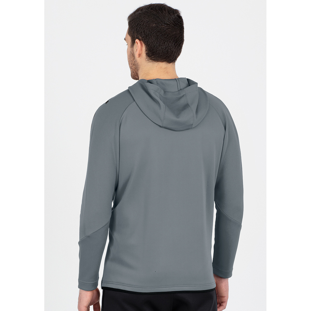 CHAQUETA DE ENTRENAMIENTO CON CAPUCHA JAKO CHALLENGE, GRIS PIEDRA-NEGRA HOMBRE. 