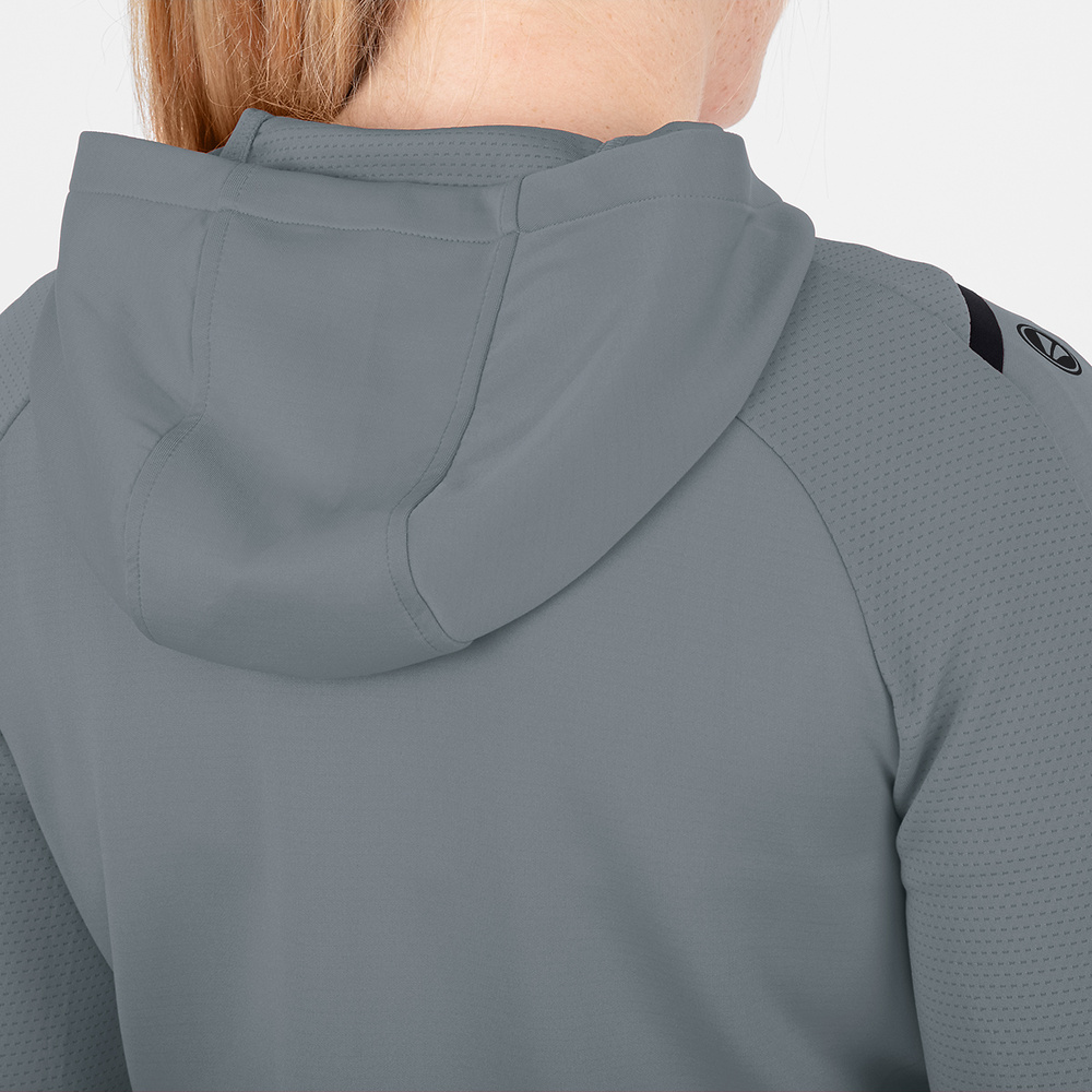 CHAQUETA DE ENTRENAMIENTO CON CAPUCHA JAKO CHALLENGE, GRIS PIEDRA-NEGRA MUJER. 