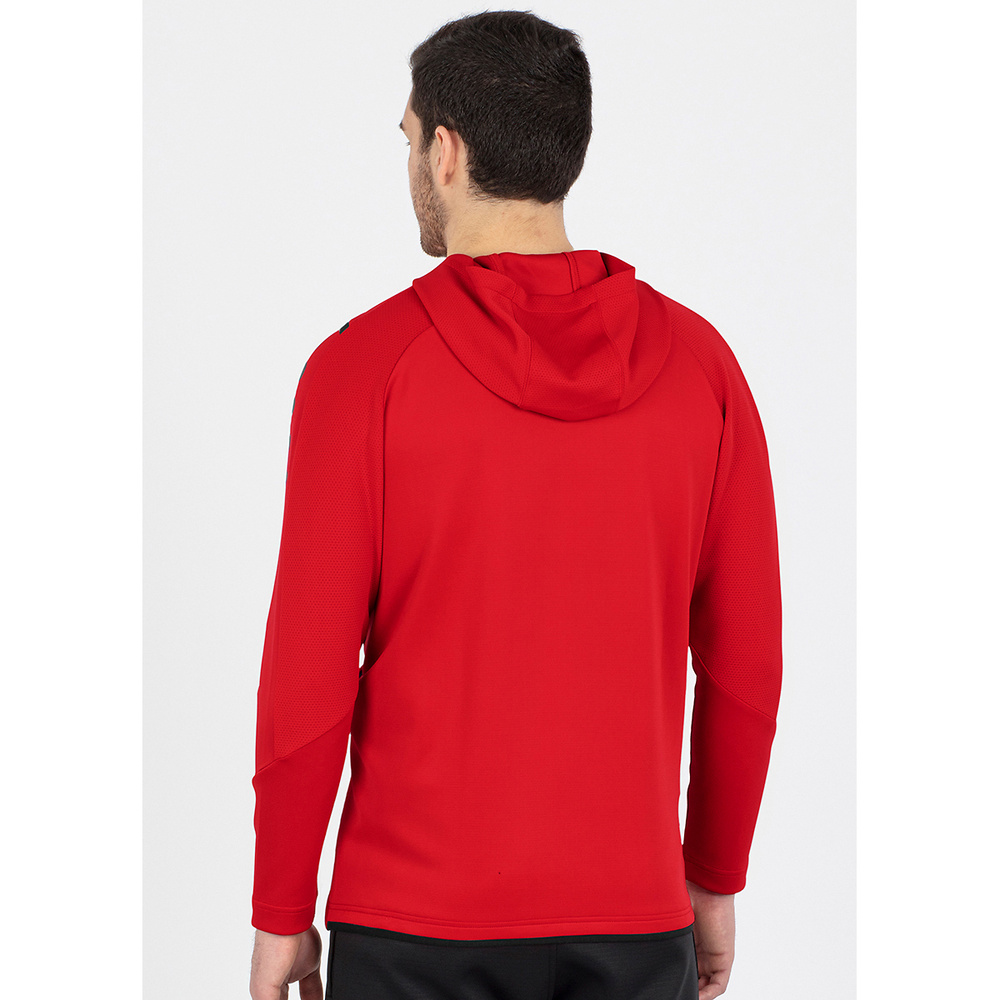 CHAQUETA DE ENTRENAMIENTO CON CAPUCHA JAKO CHALLENGE, ROJA-NEGRA HOMBRE. 