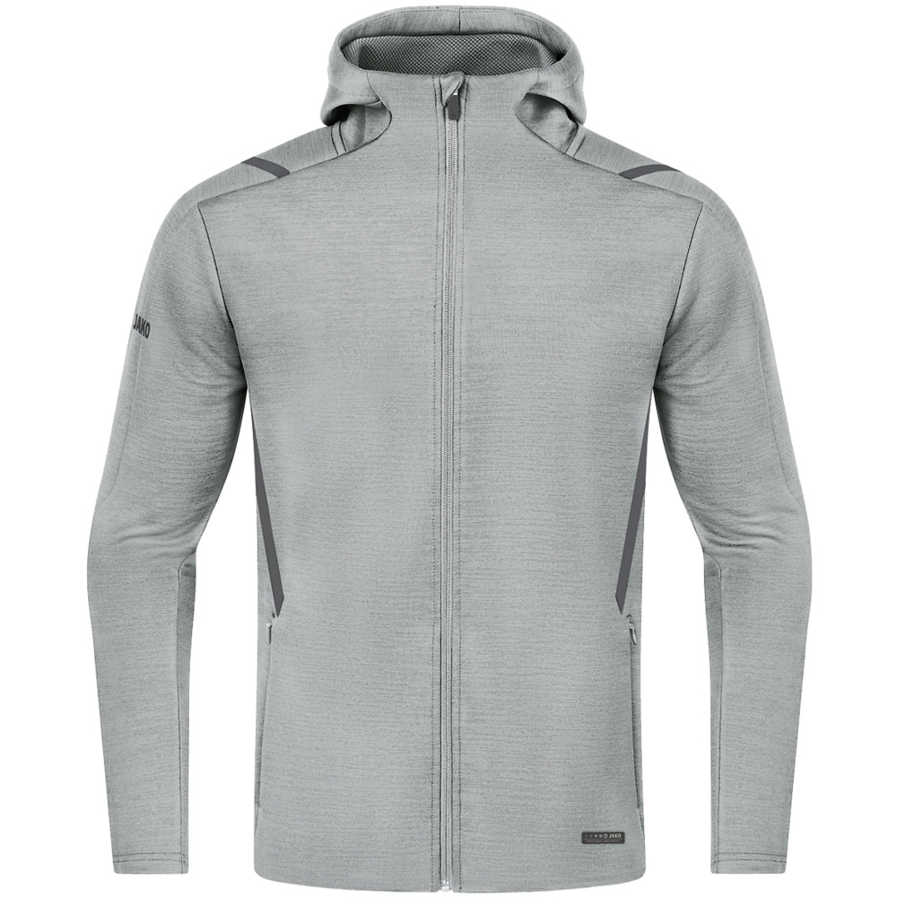 CHAQUETA DE OCIO JAKO CHALLENGE CON CAPUCHA, GRIS CLARO-ANTRACITA HOMBRE. 