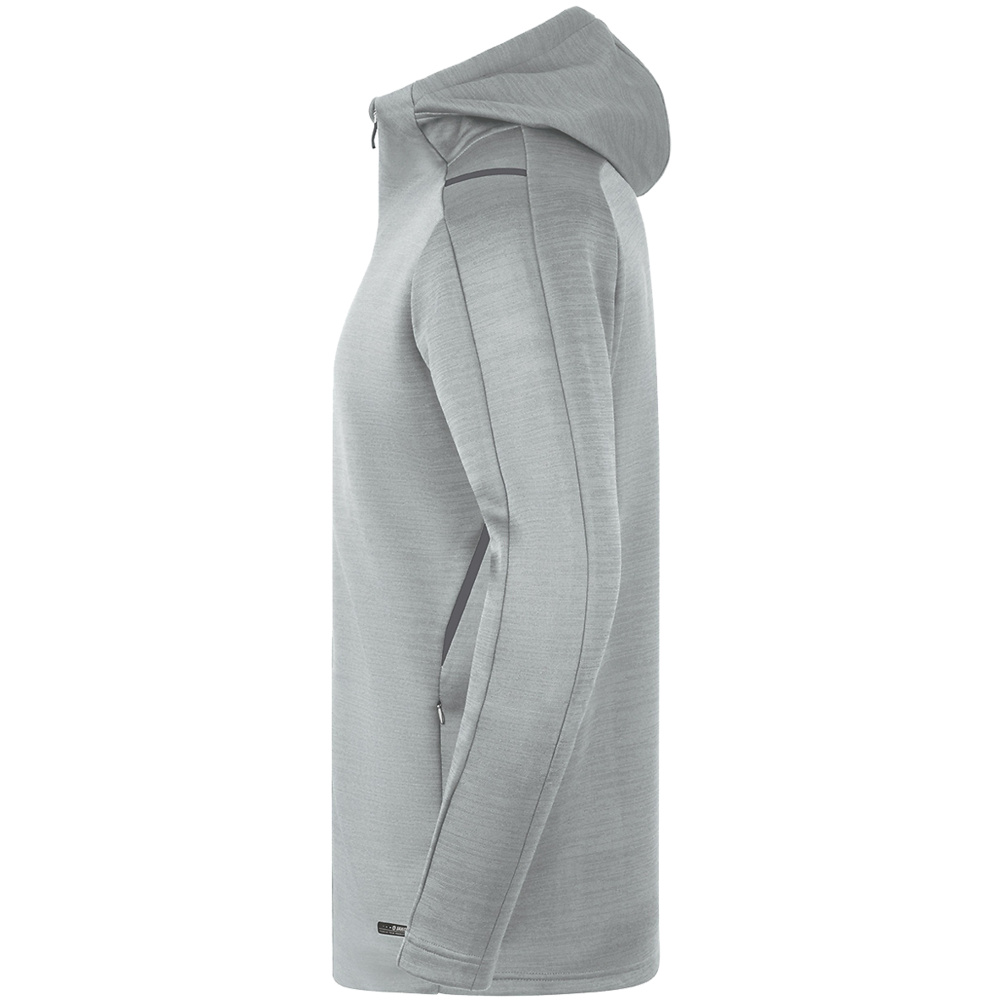 CHAQUETA DE OCIO JAKO CHALLENGE CON CAPUCHA, GRIS CLARO-ANTRACITA HOMBRE. 