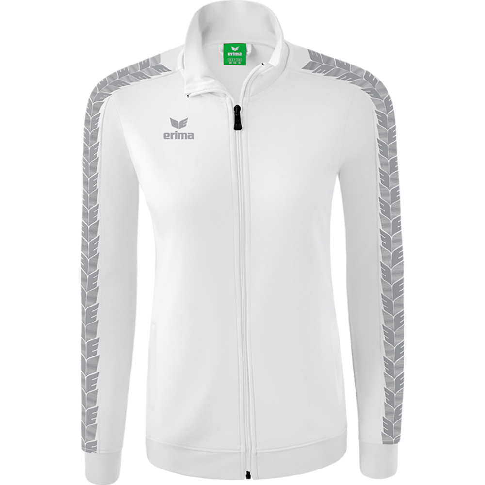 CHAQUETA ERIMA ESSENTIAL TEAM TRACK TOP, BLANCA-GRIS MUJER. 