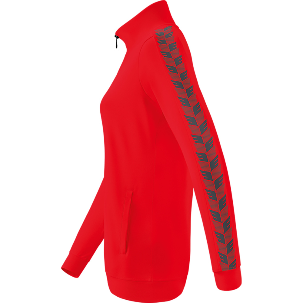 CHAQUETA ERIMA ESSENTIAL TEAM TRACK TOP, ROJA-GRIS PIZARRA MUJER. 