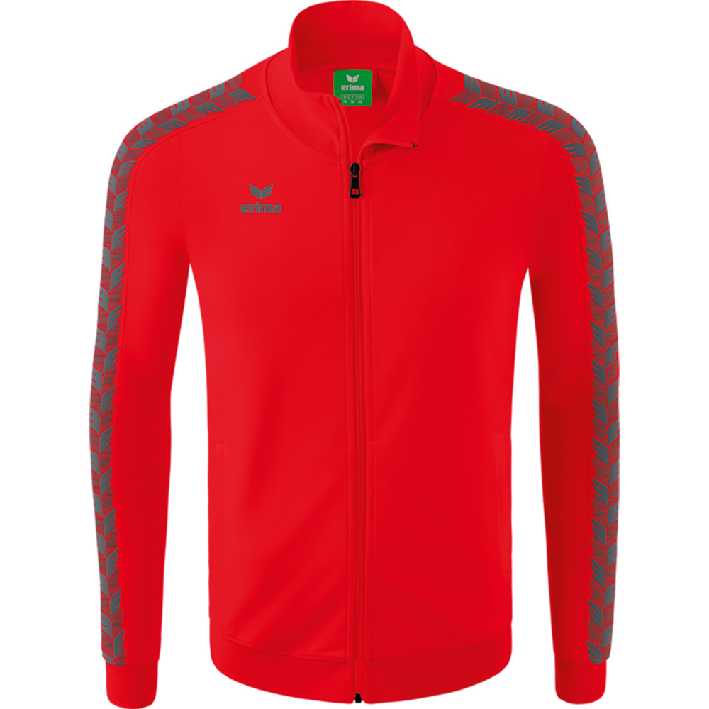 CHAQUETA ERIMA ESSENTIAL TEAM TRACK TOP, ROJA-GRIS PIZARRA NIÑO. 