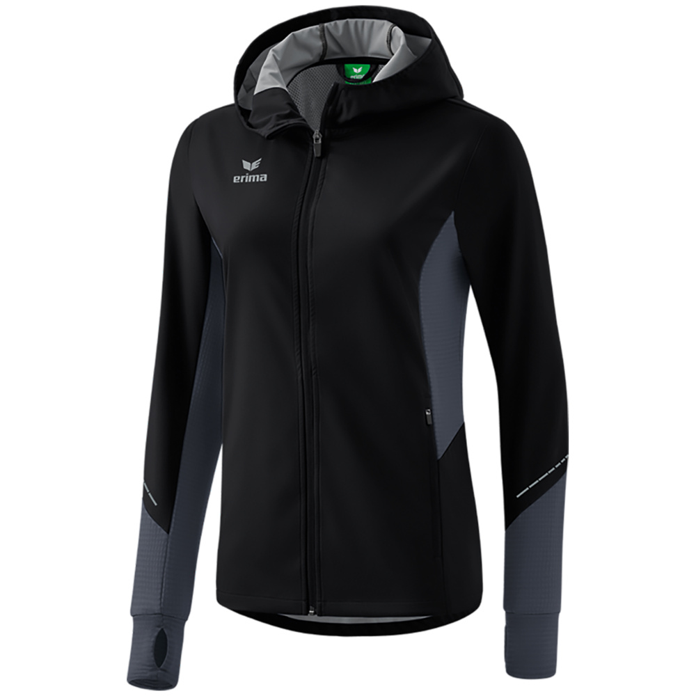 CHAQUETA ERIMA RACING RUNNING, NEGRA MUJER. 