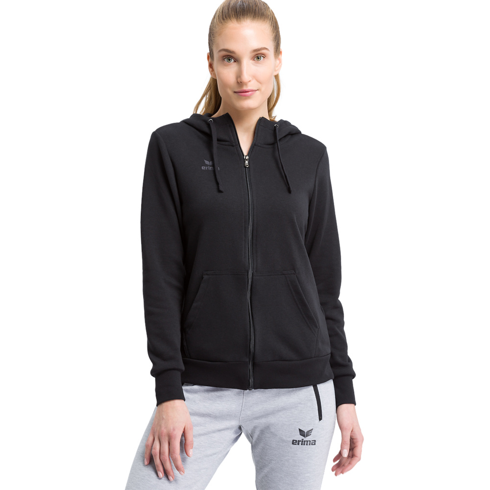 CHAQUETA-SUDADERA CON CAPUCHA ERIMA, NEGRA MUJER. 