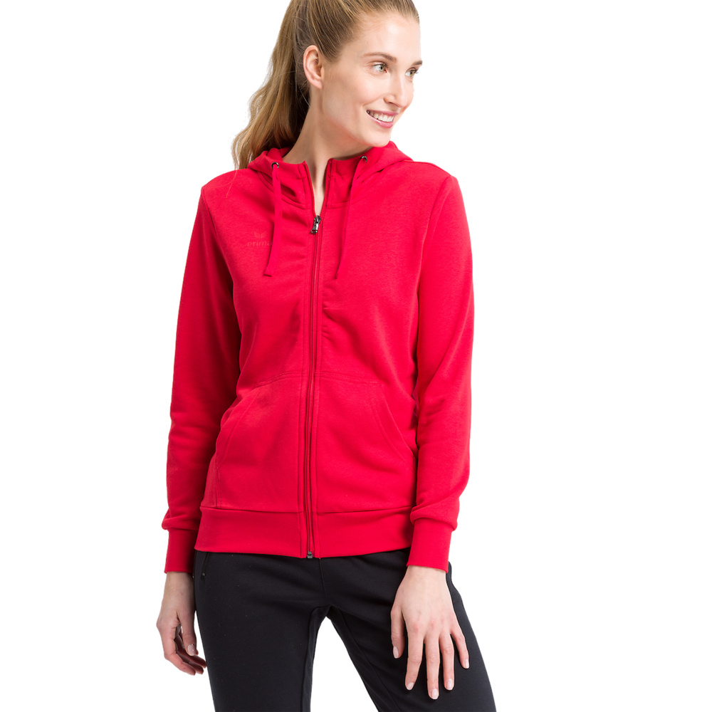 CHAQUETA-SUDADERA CON CAPUCHA ERIMA, ROJA MUJER. 