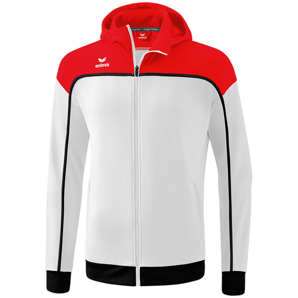 ERIMA CHANGE TRAINING JACKET WITH HOOD, WHITE-RED-BLACK KIDS. 