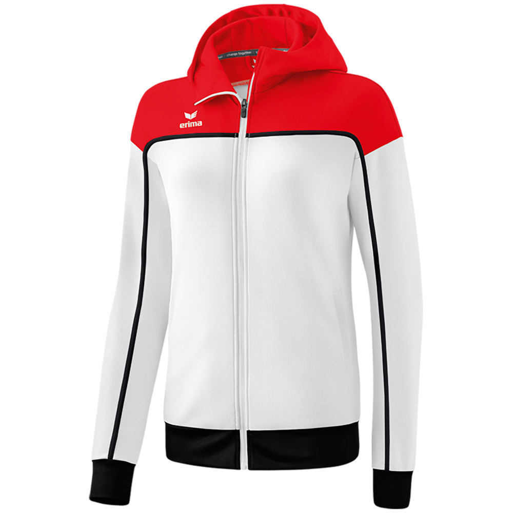 ERIMA CHANGE TRAINING JACKET WITH HOOD, WHITE-RED-BLACK WOMEN. 