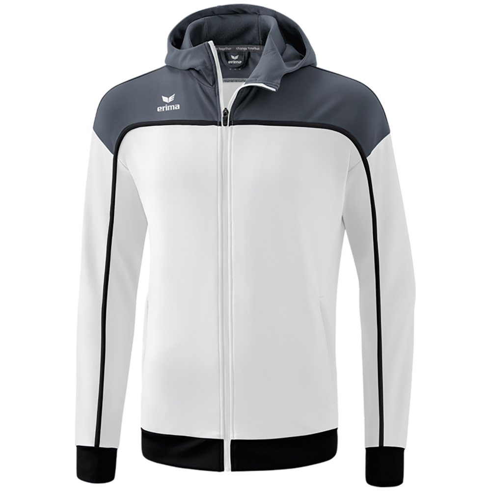 ERIMA CHANGE TRAINING JACKET WITH HOOD, WHITE-SLATE GREY-BLACK KIDS. 