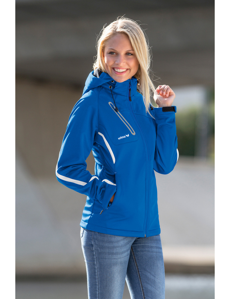 ERIMA CHAQUETA SOFTSHELL FUNCIONAL, ROYAL-BLANCA MUJER. 