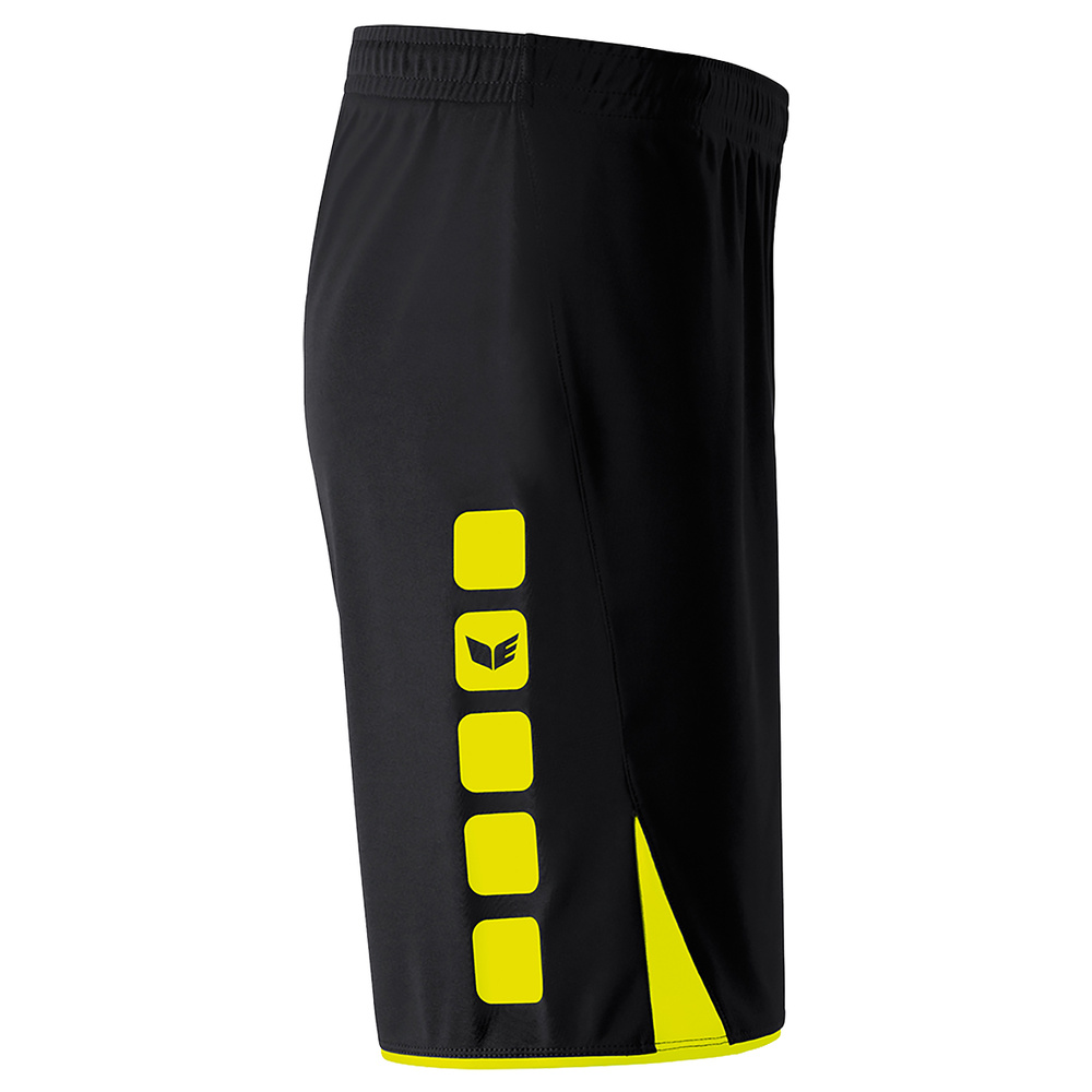 ERIMA CLASSIC 5-C SHORTS, NEGRO-AMARILLO FLÚOR HOMBRE. 