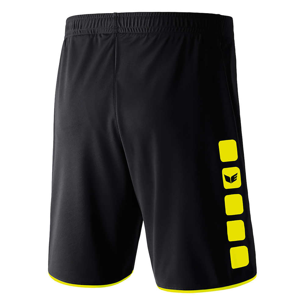 ERIMA CLASSIC 5-C SHORTS, NEGRO-AMARILLO FLÚOR HOMBRE. 