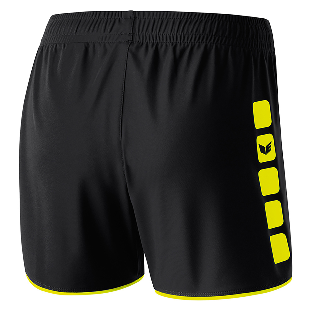 ERIMA CLASSIC 5-C SHORTS, NEGRO-AMARILLO FLÚOR MUJER. 