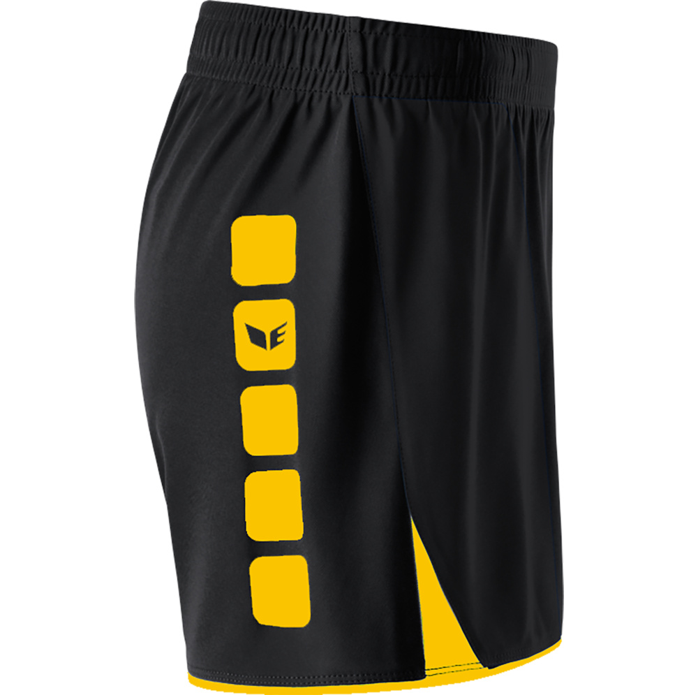 ERIMA CLASSIC 5-C SHORTS, NEGRO-AMARILLO MUJER. 