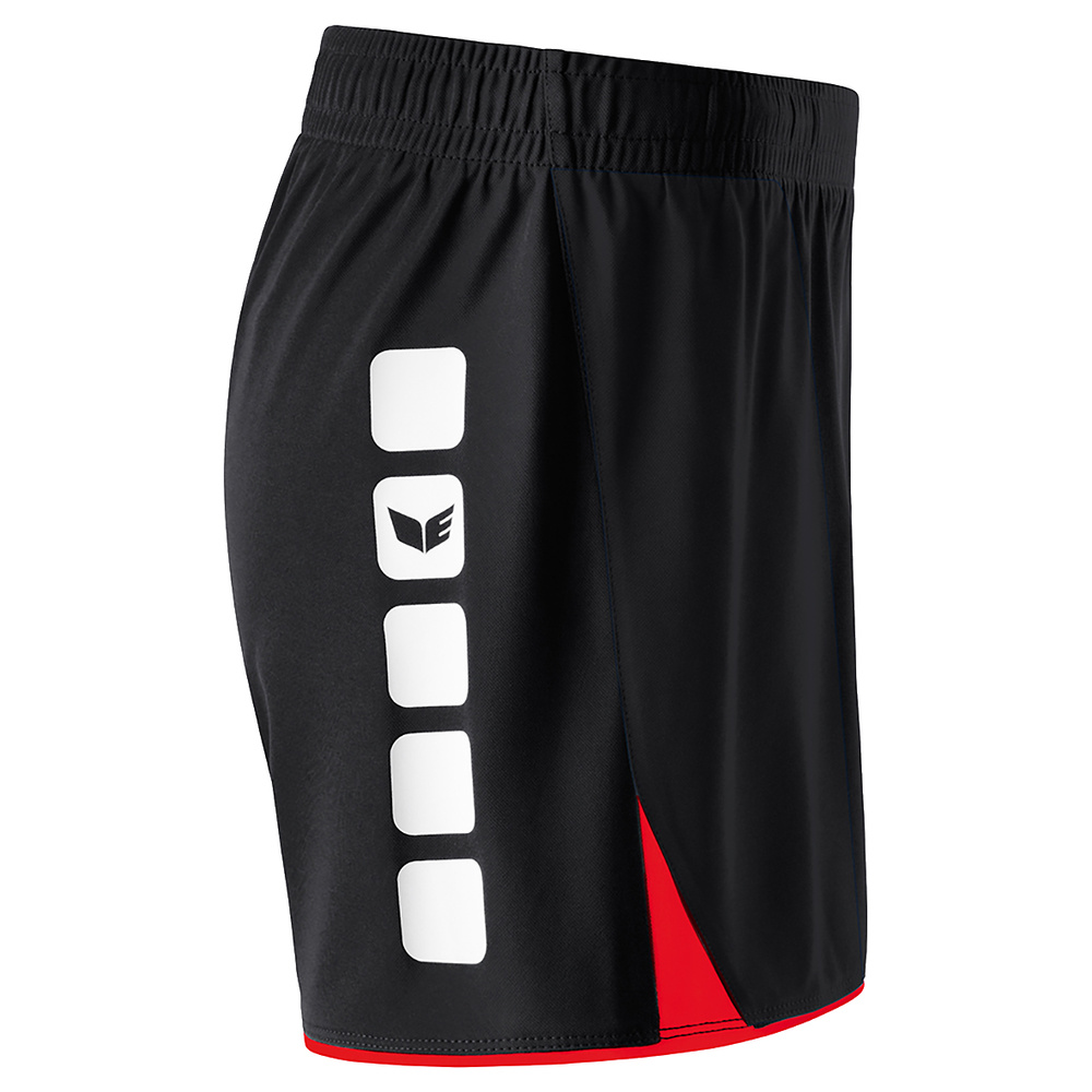 ERIMA CLASSIC 5-C SHORTS, NEGRO-ROJO MUJER. 