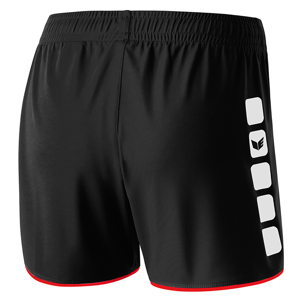 ERIMA CLASSIC 5-C SHORTS, NEGRO-ROJO MUJER. 