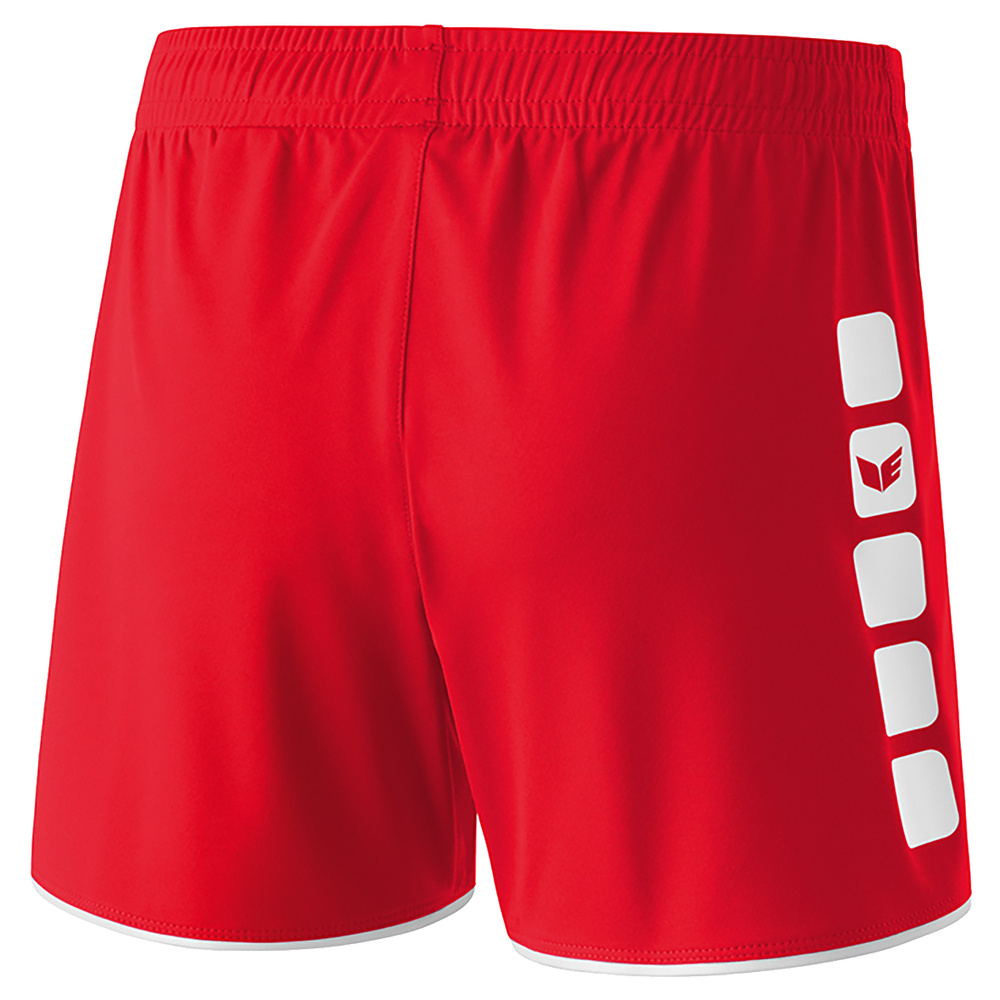 ERIMA CLASSIC 5-C SHORTS, ROJO-BLANCO MUJER. 