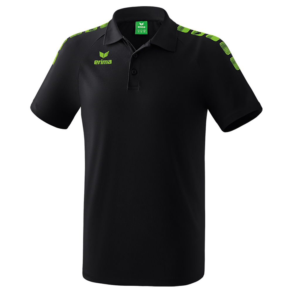 ERIMA ESSENTIAL 5-C POLO-SHIRT, BLACK-GREEN GECKO KIDS. 