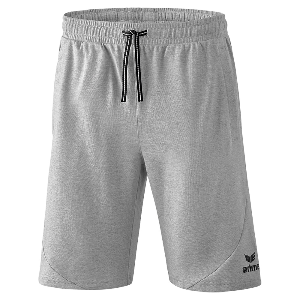 ERIMA ESSENTIAL SWEAT SHORTS, LIGHT GREY MARL-BLACK KIDS. 