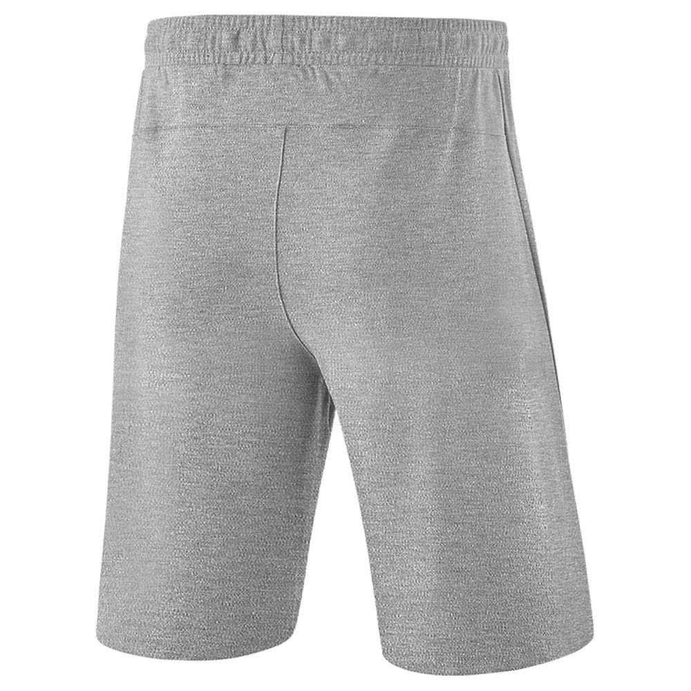 ERIMA ESSENTIAL SWEAT SHORTS, LIGHT GREY MARL-BLACK KIDS. 