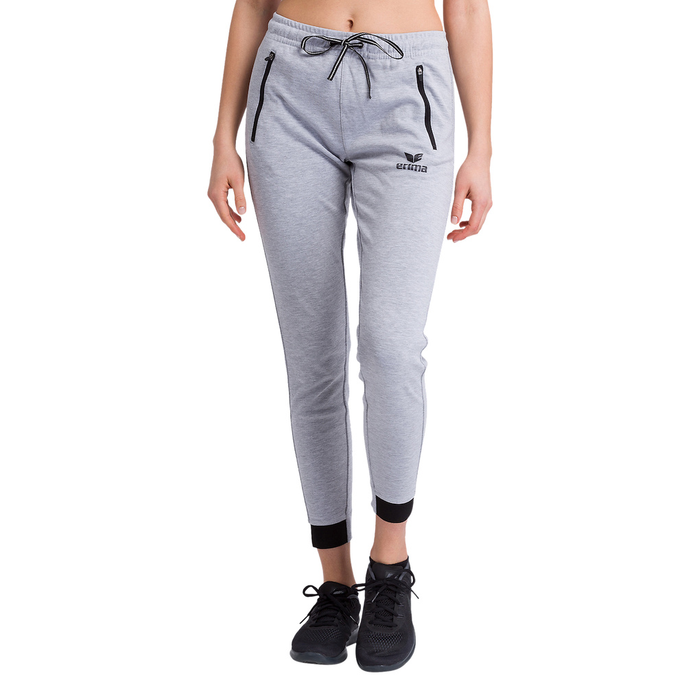 ERIMA ESSENTIAL SWEATPANTS, LIGHT GREY MARL-BLACK WOMAN. 