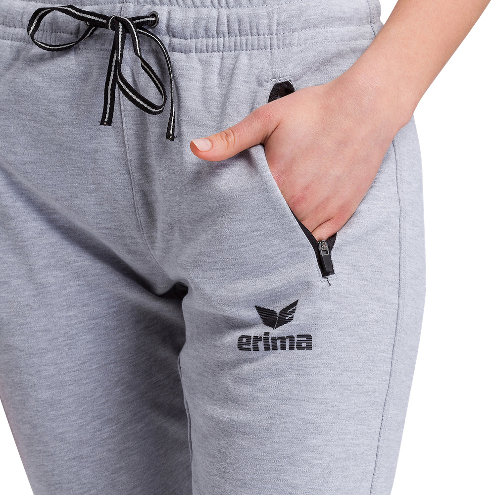 ERIMA ESSENTIAL SWEATPANTS, LIGHT GREY MARL-BLACK WOMAN. 