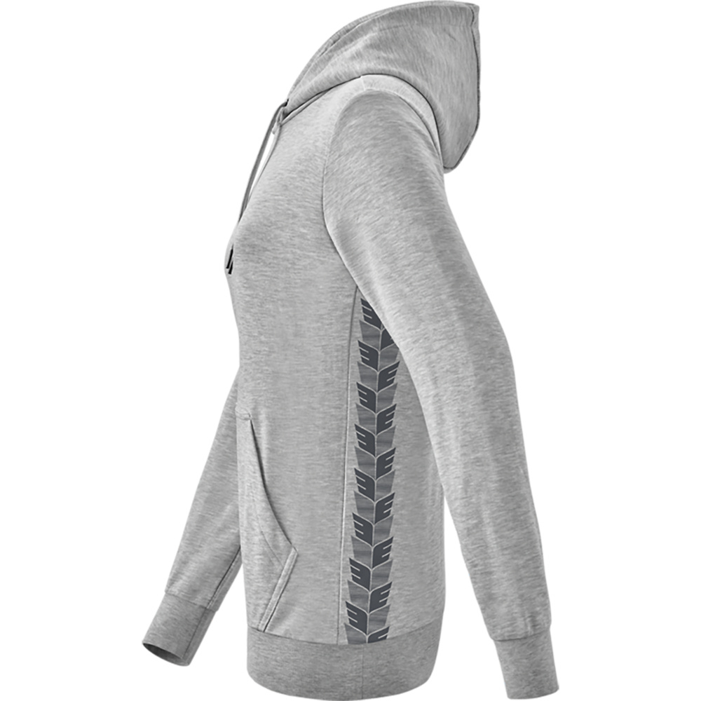 ERIMA ESSENTIAL TEAM HOODY, LIGHT GREY MARL-SLATE GREY WOMEN. 