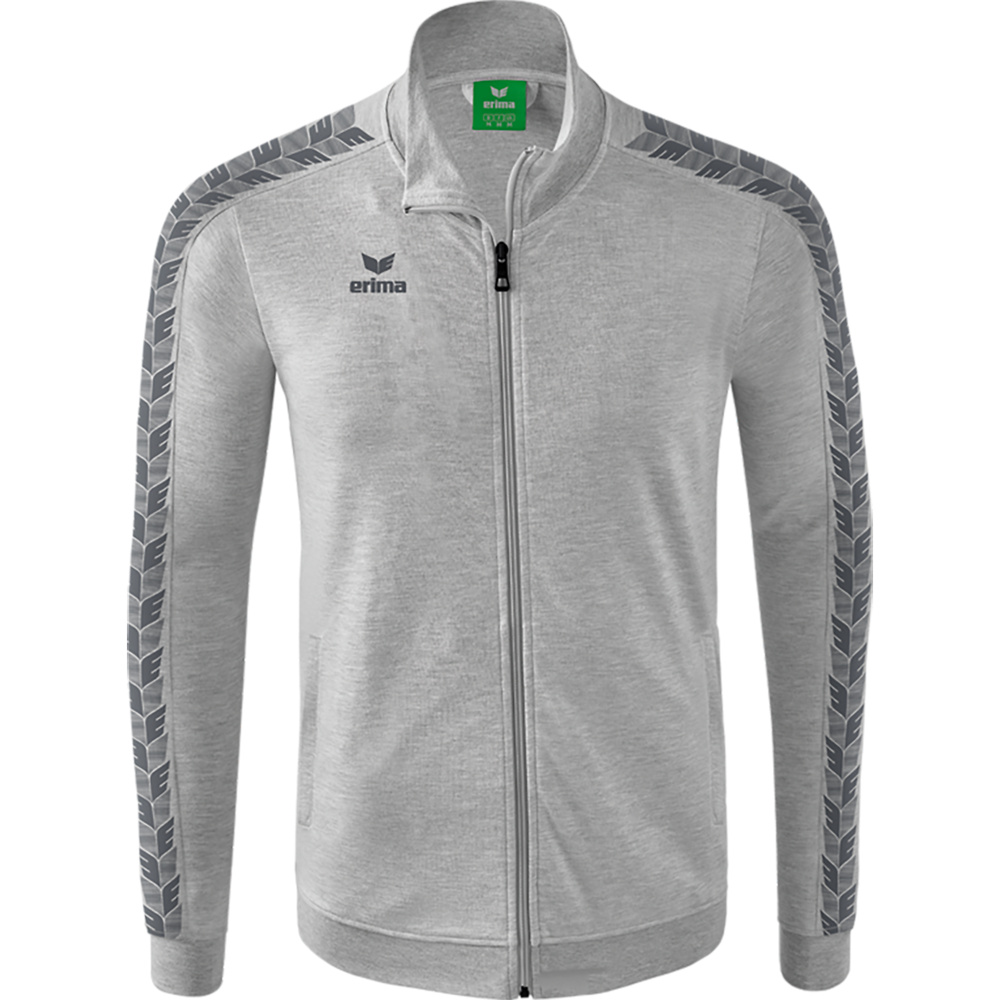 ERIMA ESSENTIAL TEAM TRACK TOP JACKET, LIGHT GREY MARL-SLATE GREY MEN. 