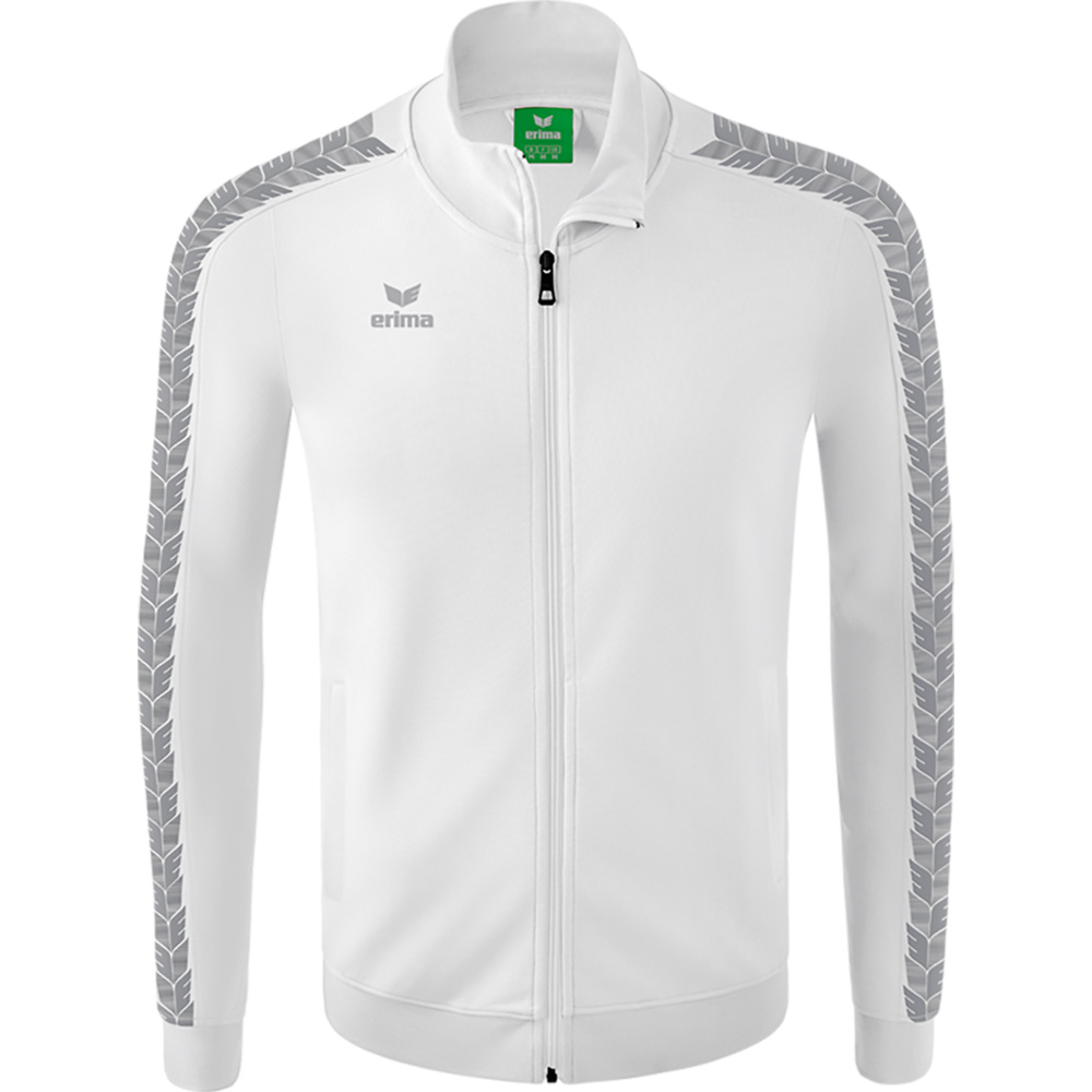 ERIMA ESSENTIAL TEAM TRACK TOP JACKET, WHITE-MONUMENT GREY KIDS. 