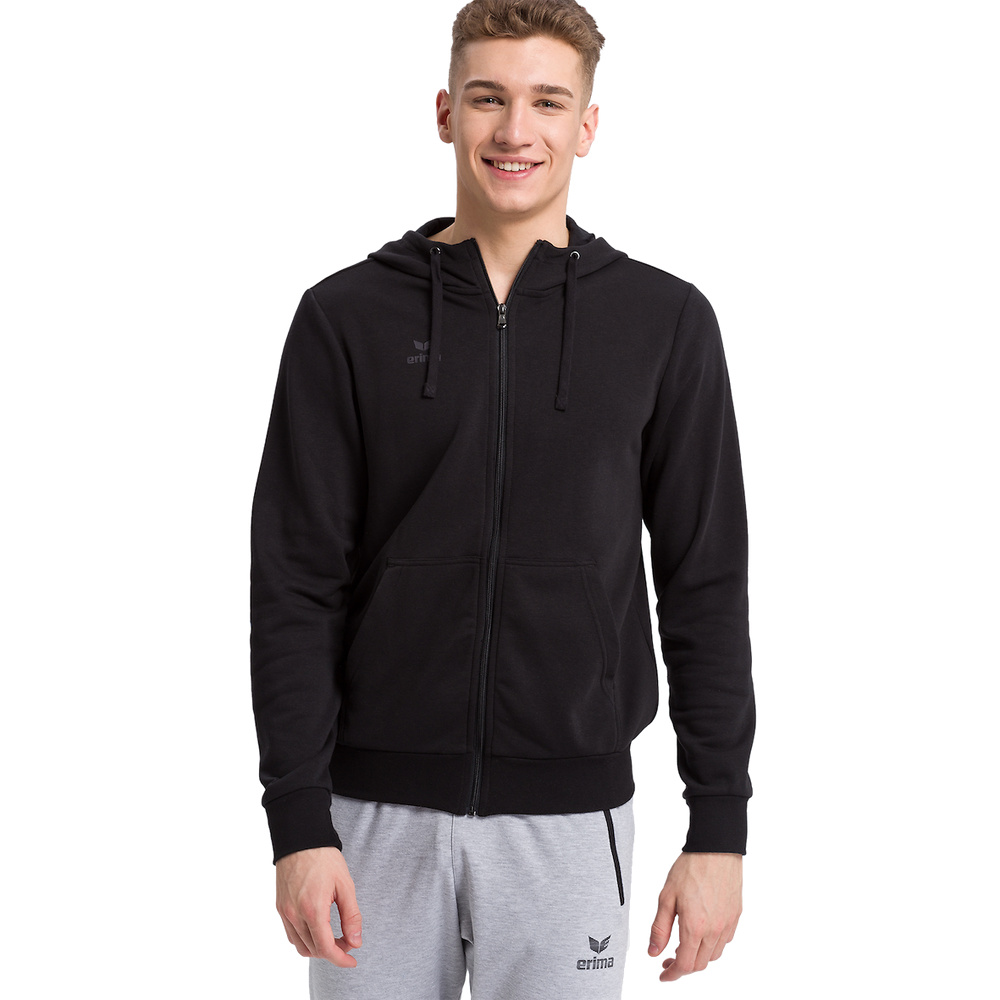 ERIMA HOODED SWEAT JACKET, BLACK KIDS. 