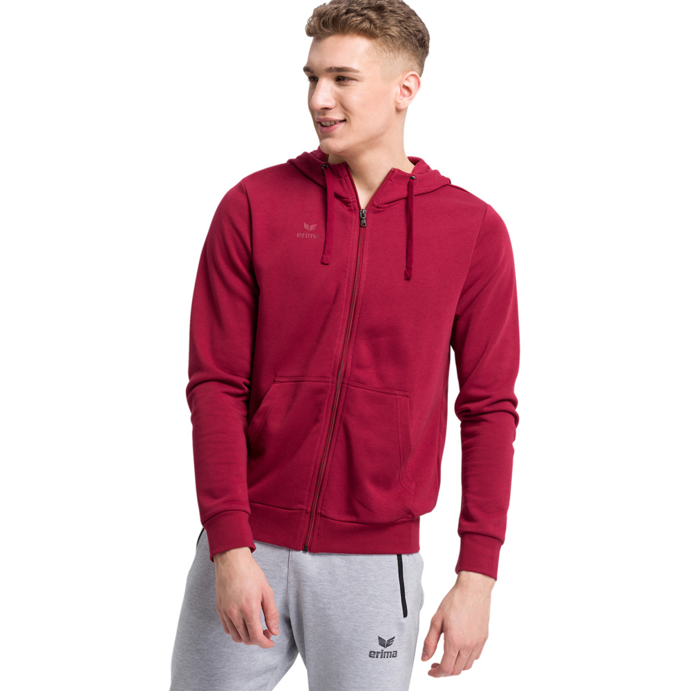 ERIMA HOODED SWEAT JACKET, BORDEAUX MEN. 