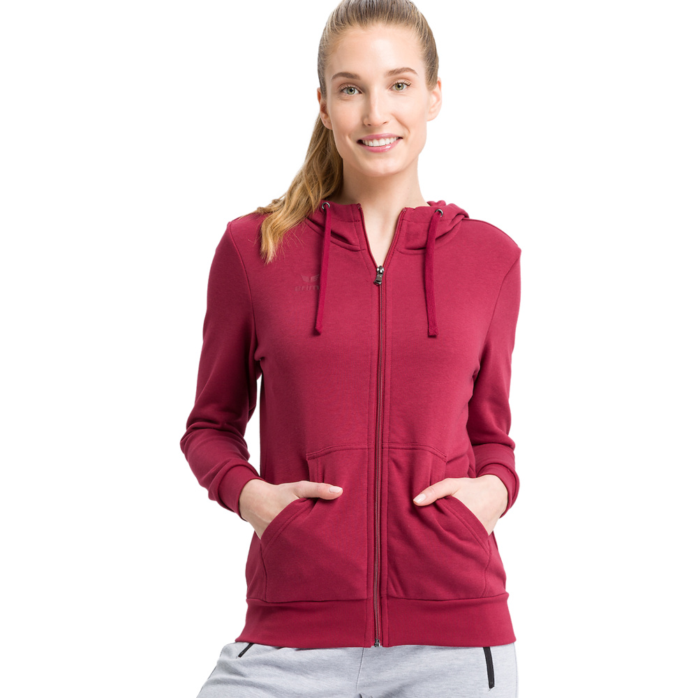 ERIMA HOODED SWEAT JACKET, BORDEAUX WOMEN. 