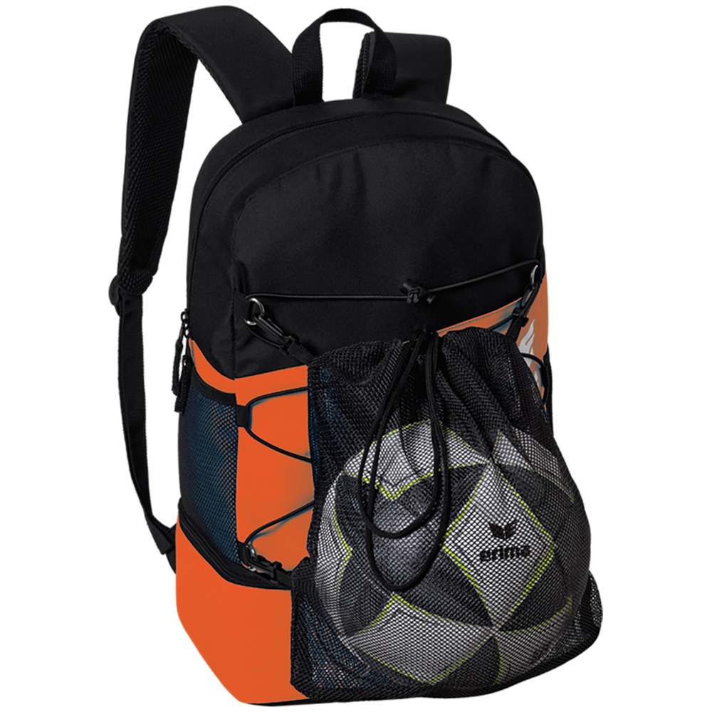 ERIMA SIX WINGS BACKPACK, ORANGE-BLACK. 