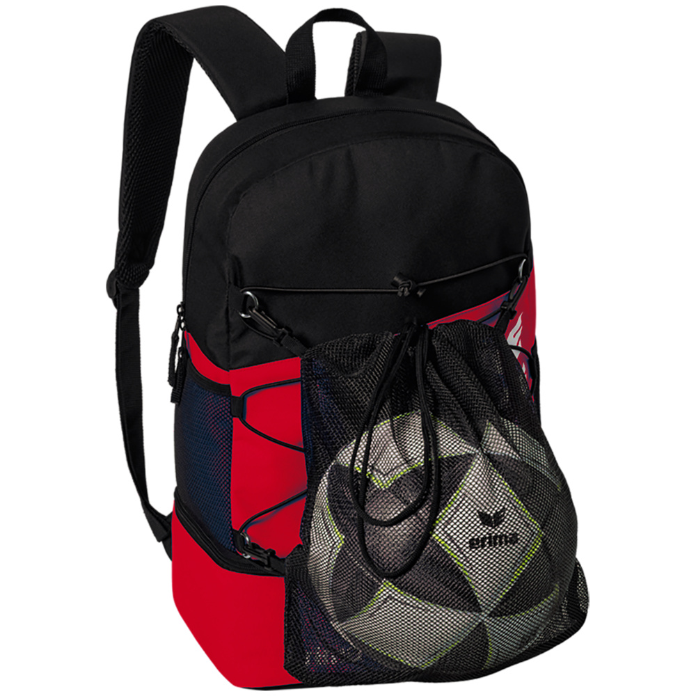 ERIMA SIX WINGS BACKPACK, RED-BLACK. 