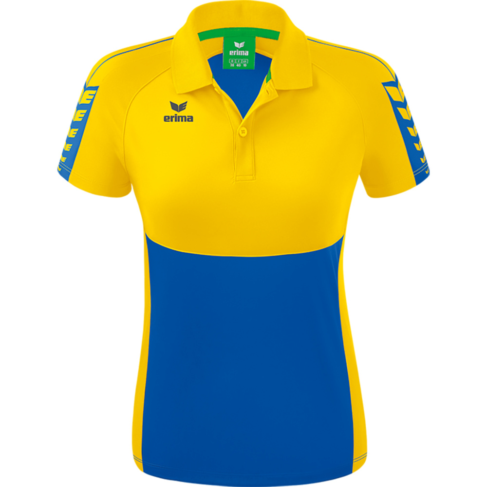 ERIMA SIX WINGS POLO-SHIRT, NEW ROYAL-YELLOW WOMEN. 