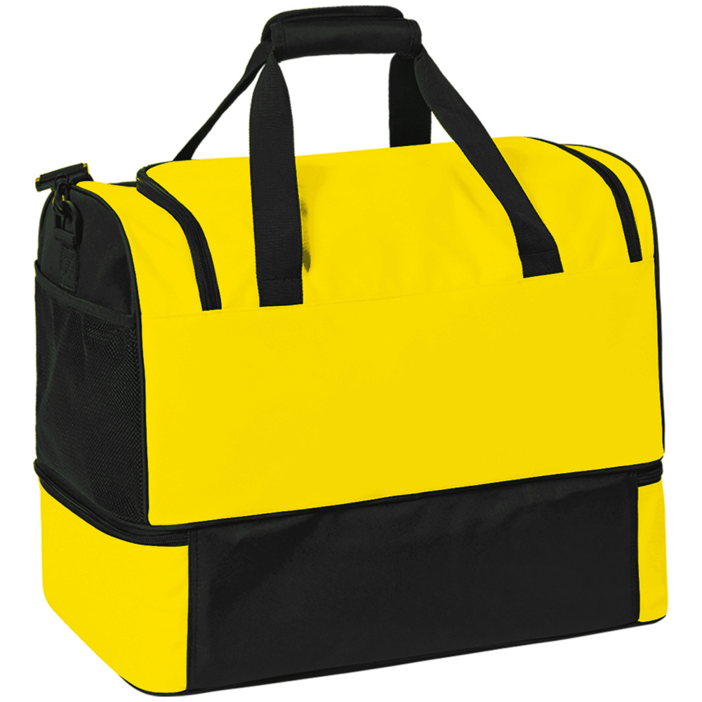 ERIMA SIX WINGS SPORTS BAG WITH BOTTOM COMPARTMENT, YELLOW-BLACK. 