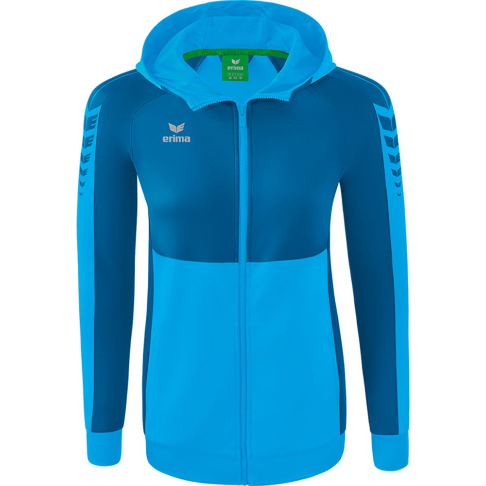 ERIMA SIX WINGS TRAINING JACKET WITH HOOD, CURACAO-MYKONOS WOMEN. 